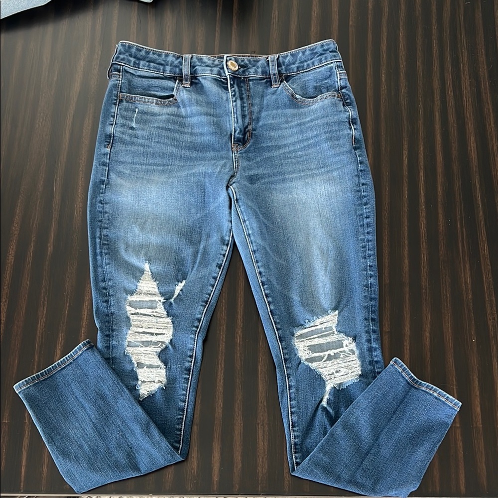 Distressed Blue Skinny Jeans